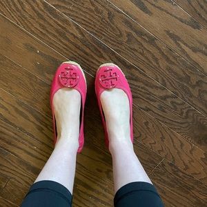 Hot pink Tory Burch flat espadrilles
